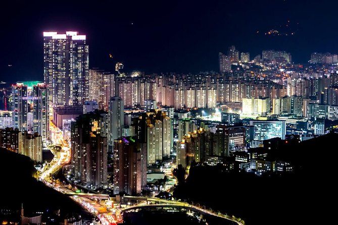 Busan by Night - Marine City: skyscrapers at close range