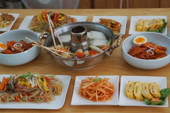 K-food cooking Japchae Mandu Tteokbokki & Fishcake - Timing, meeting point, and cancellation advice