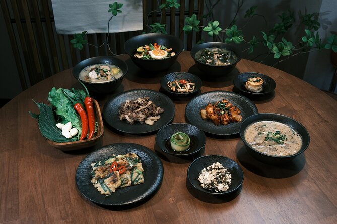 Korean Cooking Class Full Meal with BBQ on an All in One Table - Making four banchan from fresh vegetables