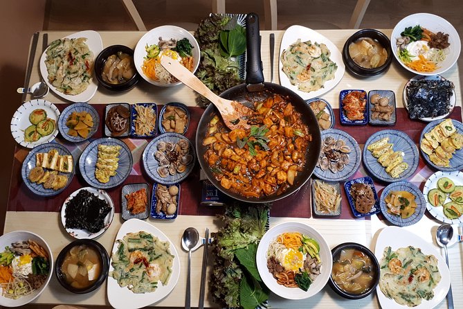 Local Home Korean Cooking Class & Market Adventure in Seoul - Cooking four Korean dishes at a local home