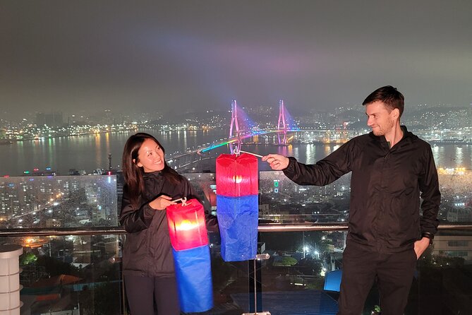 Visit Busan night market and enjoy the night view of Busan harbor - The bus ride toward Busan Harbor Bridge